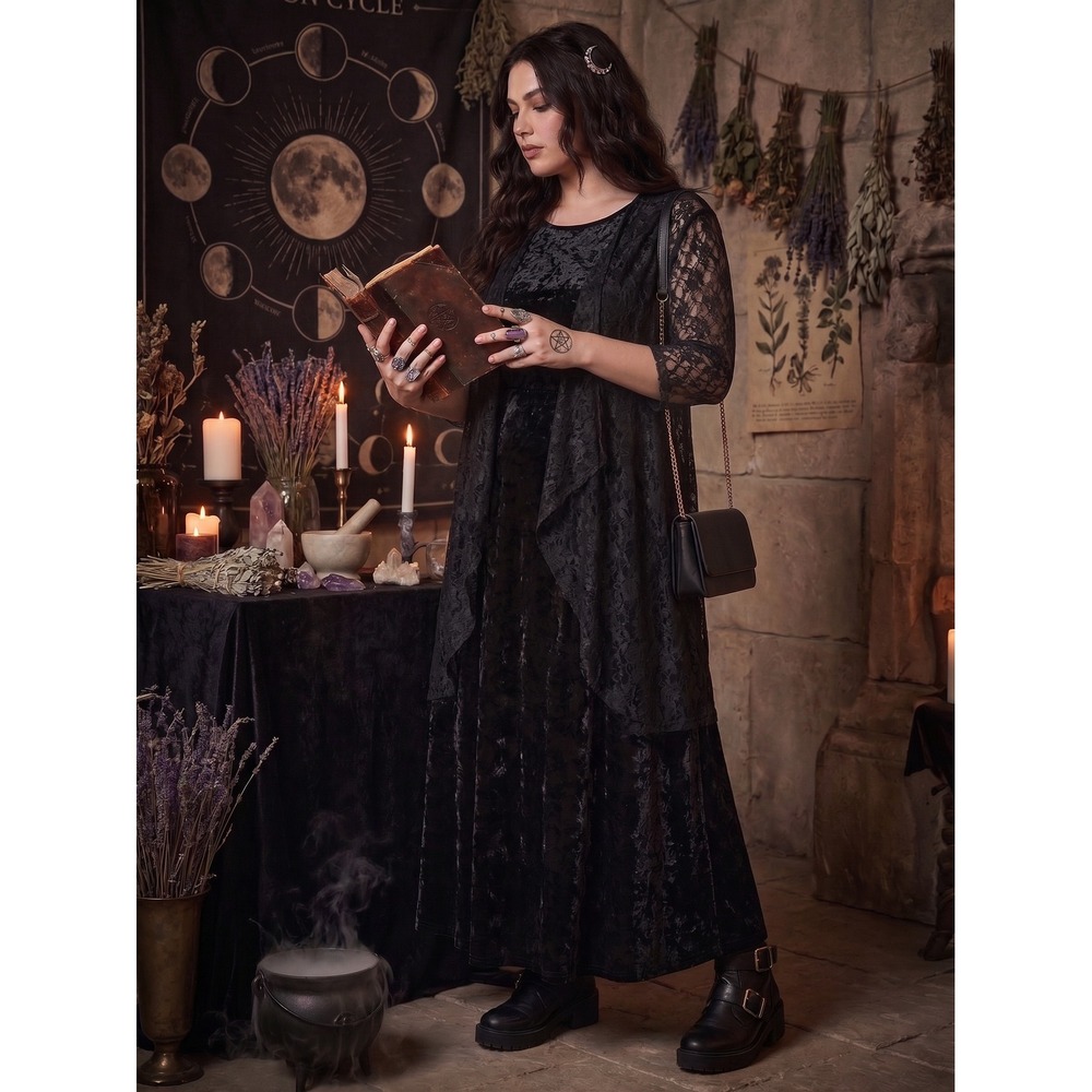 LuLaRoe Black Lace Kimono M Witchy Lace Versatile Evening Daytime Lace Cardi